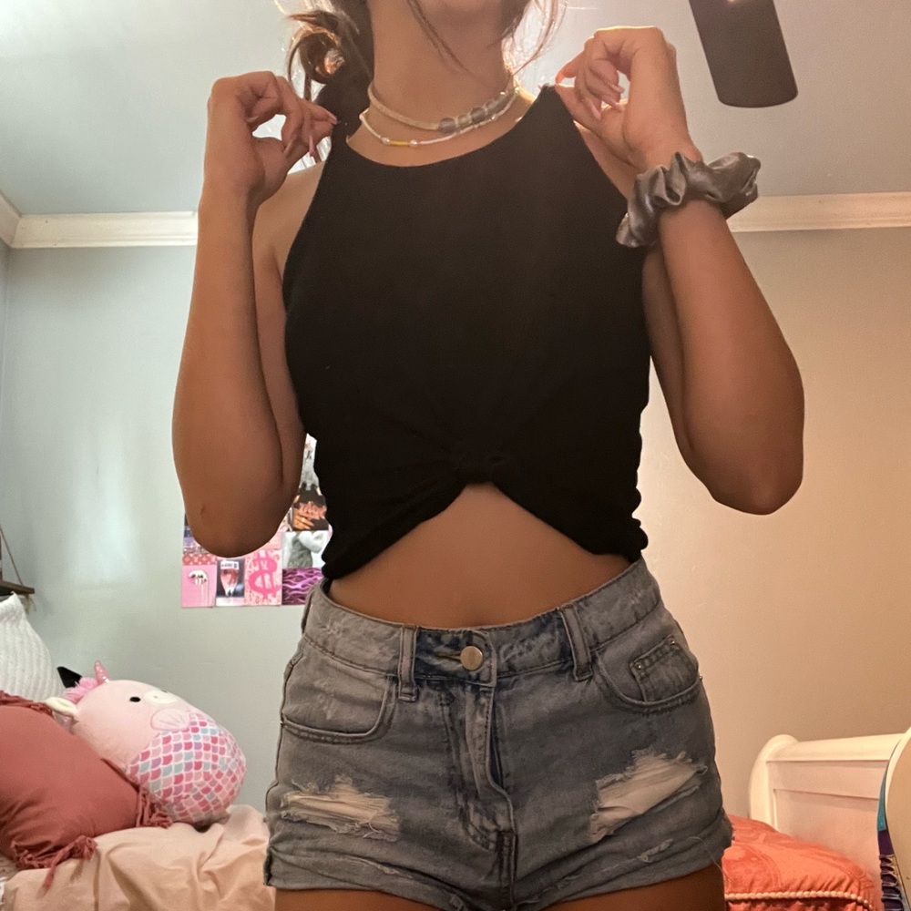 black tied cropped tank top